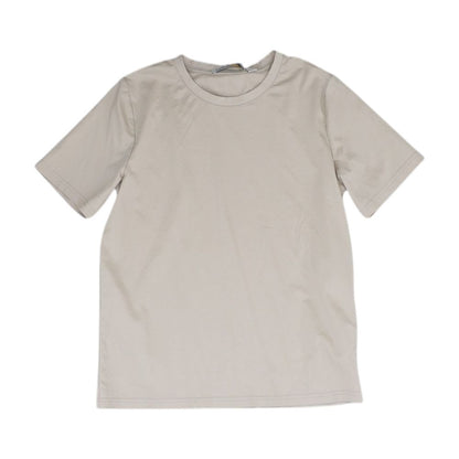 Beige Solid Crewneck T-Shirt