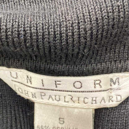 Vintage Uniform Acrylic-Cotton Blend Knit Long Sleeve Polo Sweater