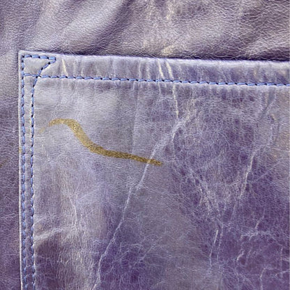 Blue Solid 100% Lamb Skin Le Palazzo Leather Pants