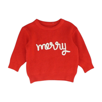 Red Print Pullover Sweater