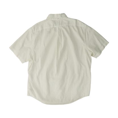 White Solid Short Sleeve Button Down