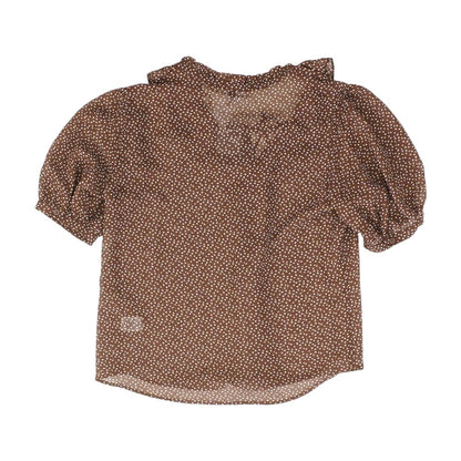 Brown Hearts Short Sleeve Blouse