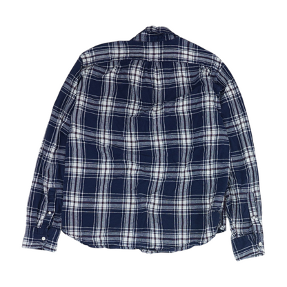 Navy Plaid Long Sleeve Button Down