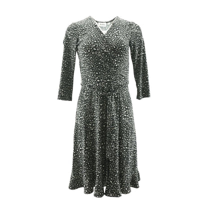 Gray Animal Print Midi Dress