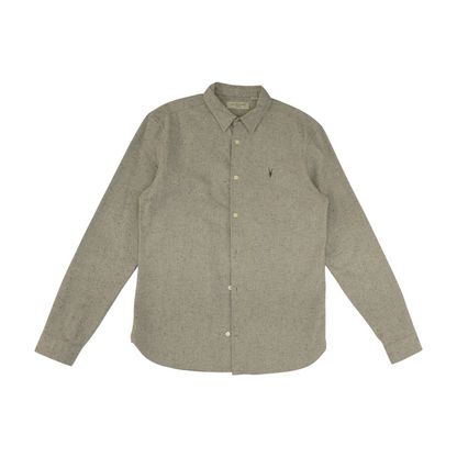 Gray Solid Long Sleeve Button Down