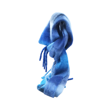 Blue Plaid 100% Polyester Scarf