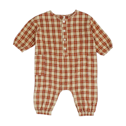 Rust Plaid Short Sleeve One-Piece