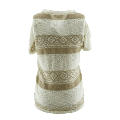 Tan Striped Cardigan Sweater