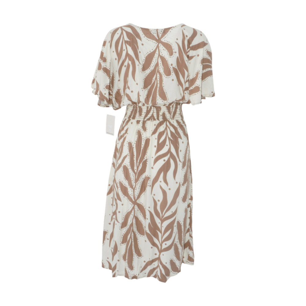 Beige Print Midi Dress