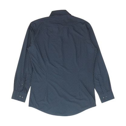 Navy Print Long Sleeve Button Down