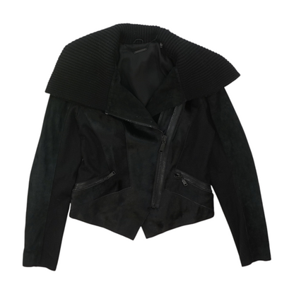 Black Solid Leather Jacket