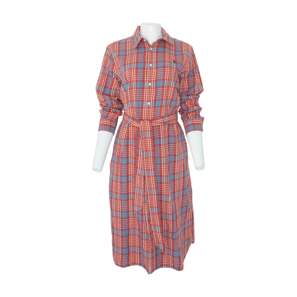 Red Plaid Midi Dress