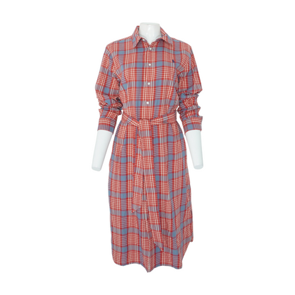 Red Plaid Midi Dress