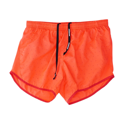Neon Orange Geometric Active Shorts