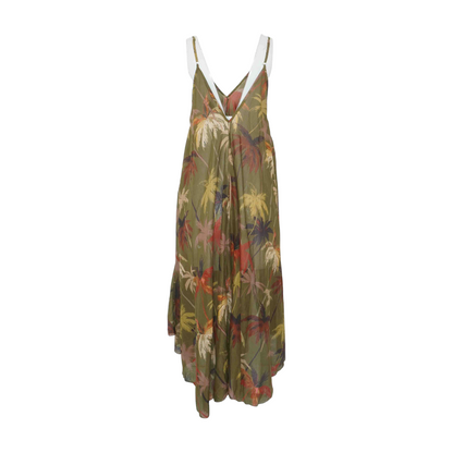 Olive Tropical Midi Dress