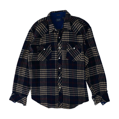 Navy Plaid Flannel Button Down