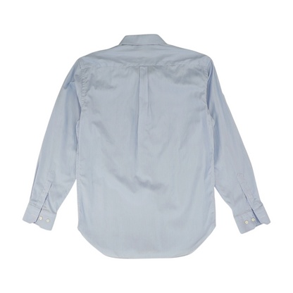 Blue Solid Long Sleeve Button Down