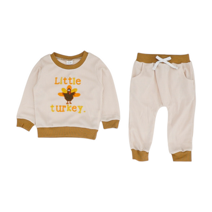 Beige Graphic Long Sleeve Set