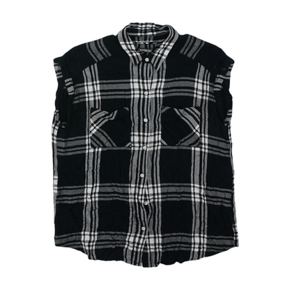 Black Plaid Flannel Button Down