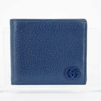 Blue GG Marmont Bi-Fold Card Case Wallet