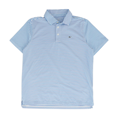 Blue Striped Short Sleeve Polo