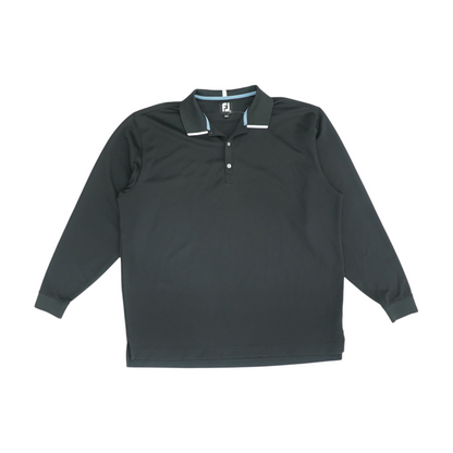 Black Solid Long Sleeve Polo