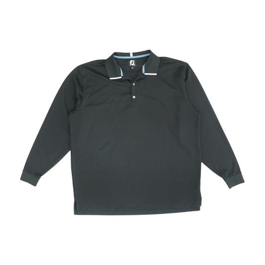 Black Solid Long Sleeve Polo