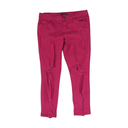 Pink Solid Low Rise Skinny Leg Jeans