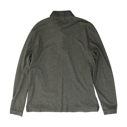 Gray Solid Long Sleeve Polo