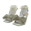 Mach & Mach Nicole Satin Puffed Bow Sandals in White – Image 1