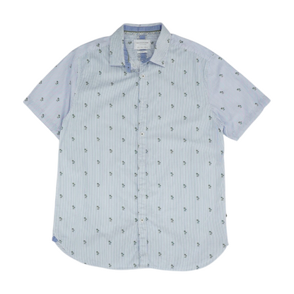 White Striped Short Sleeve Button Down