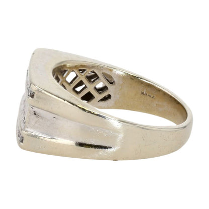 .40 ct 10K White Gold Gents Flat Top Diamond Accented Band