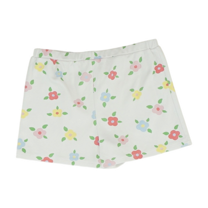 White Floral Active Shorts