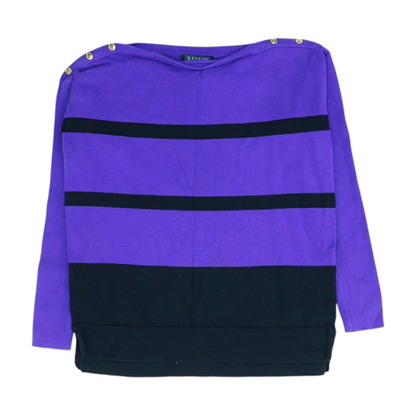 Purple Petite Striped Pullover Sweater