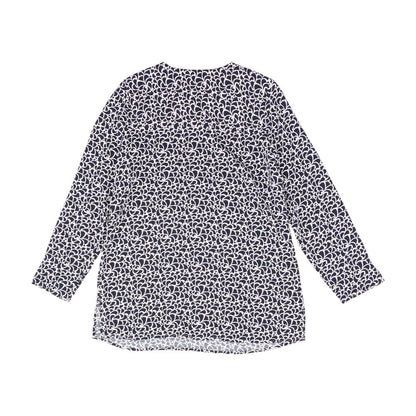 Navy Graphic Long Sleeve Blouse