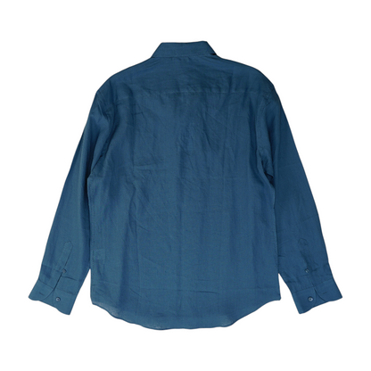 Blue Solid Long Sleeve Polo
