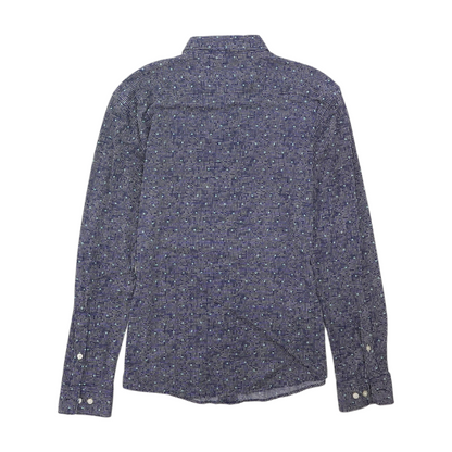 Navy Polka Dot Long Sleeve Button Down
