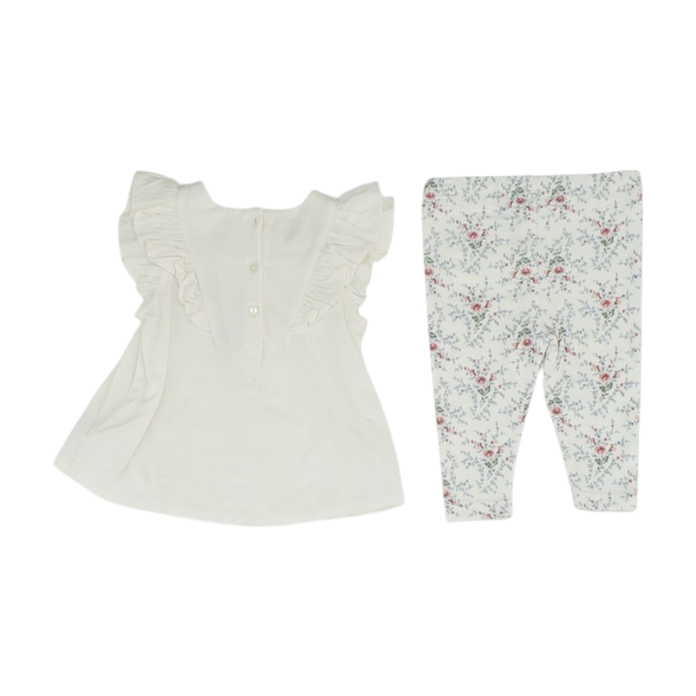 White Floral Sleeveless Set