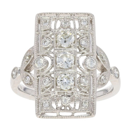 .50 Ct Platinum Diamond Deco Style With Filigree Cocktail Ring