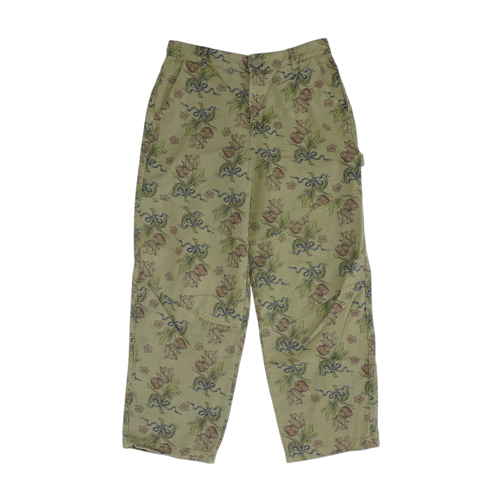 Green Floral Wide Leg Jeans