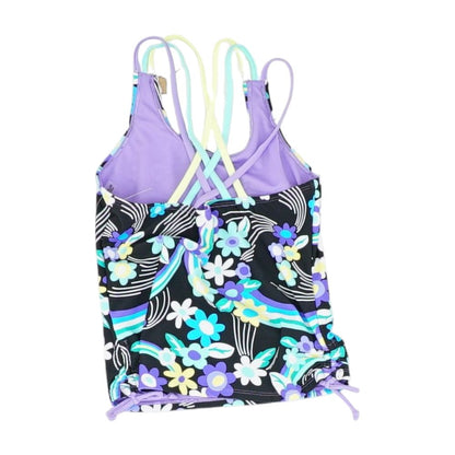 Black Floral Swim Top