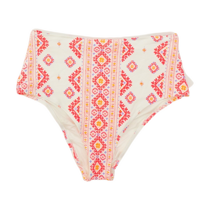 White Graphic Swim Bottom