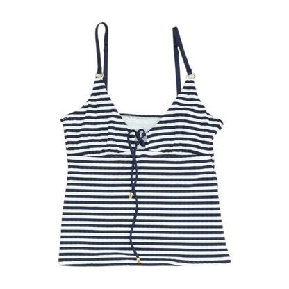 Navy Striped Swim Top