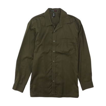 Green Solid Long Sleeve Button Down
