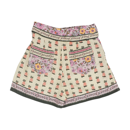 Beige Print Knit Shorts