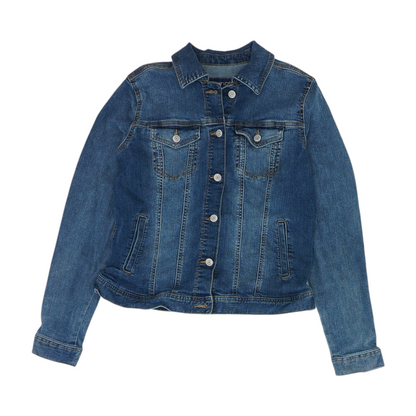 Blue Solid Denim Jacket