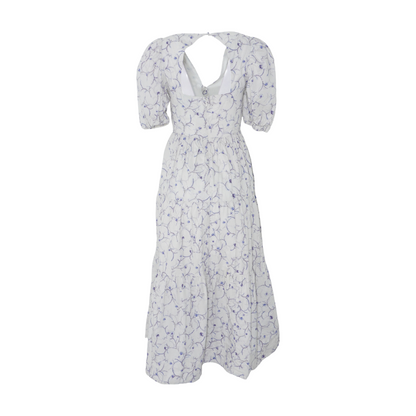 White Floral Midi Dress