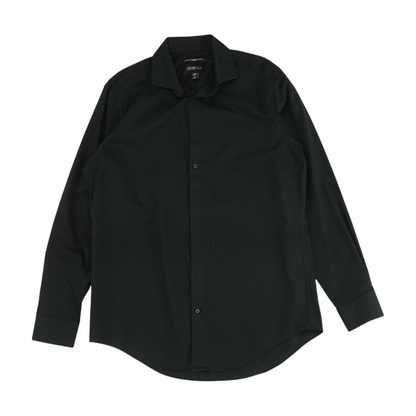 Black Solid Long Sleeve Button Down