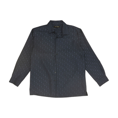 Navy Abstract Long Sleeve Button Down