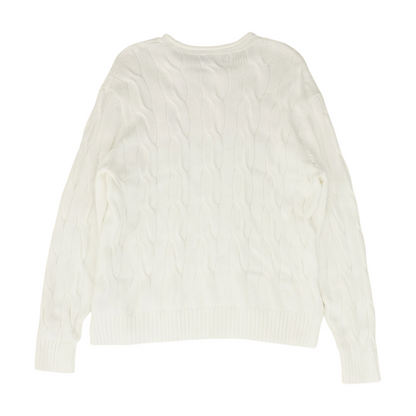 White Solid Pullover Sweater